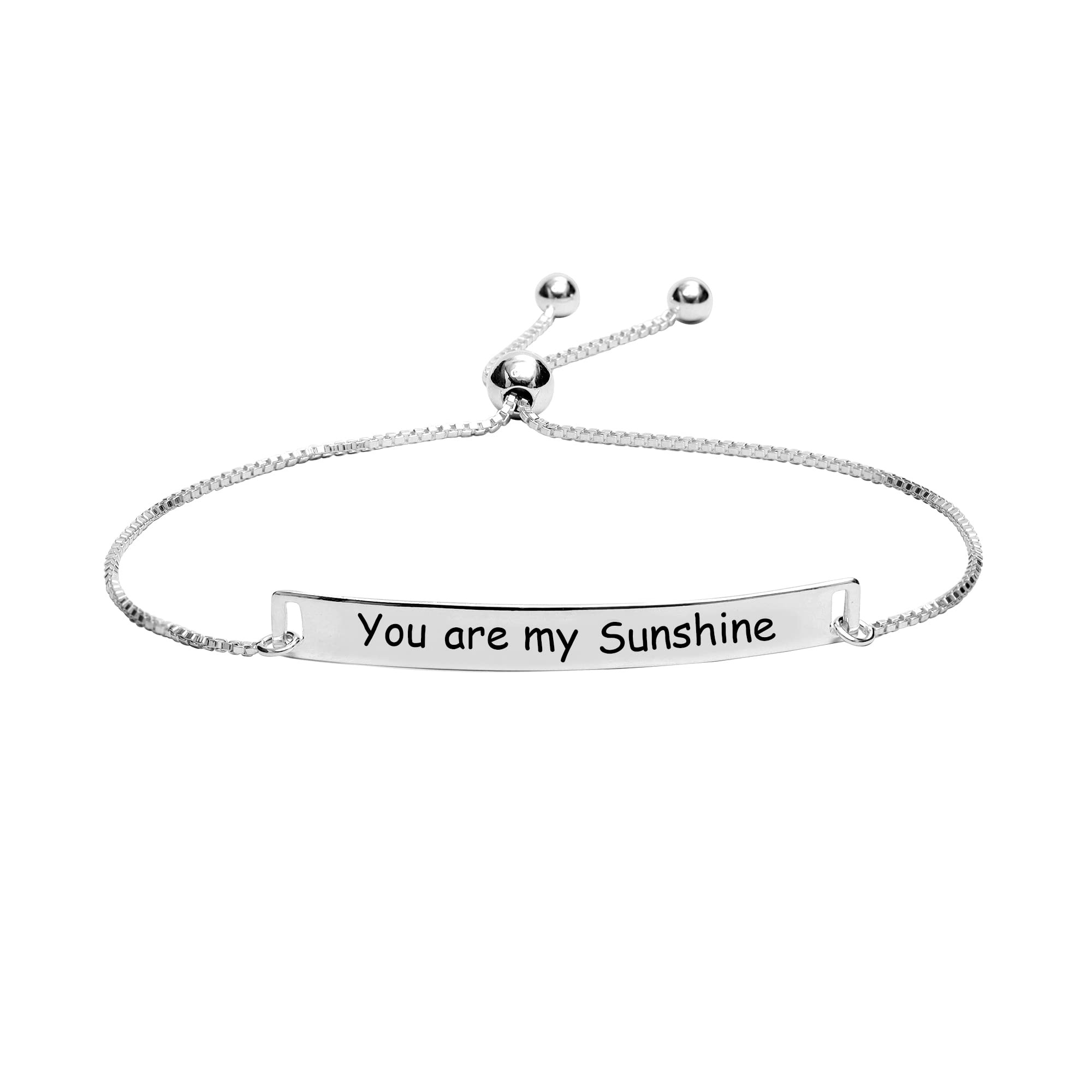 LeCalla 925 Sterling Silver Adjustable Bolo Bracelet for Women | Lightweight You are my Sunshine Sliding Clasp Bolo Bracelet for Gift for Mom