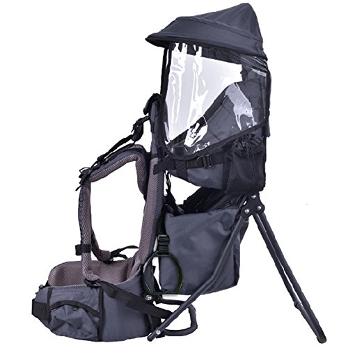 OLizee Foldable Outdoor Baby Kids Toddler Backpack Carrier with
Sunshade and Stand (Grey)