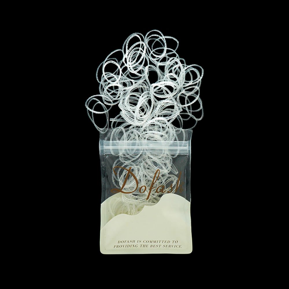 Dofash 2 * 75MM Polybands Hair Elastics Elastic Hair Ties Rubber Bands for Hair Elastic Hair Bands Hair Rubber Bands for Women's Hair - 200pcs (Clear) — image 1