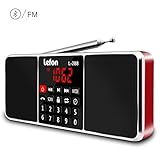 LEFON Multifunction Digital AM FM Radio Bluetooth Media Speaker MP3 Music Player Support TF Card/USB Disk with LED Screen Display and Setting Timing Shutdown Function (Red-Upgraded Version)