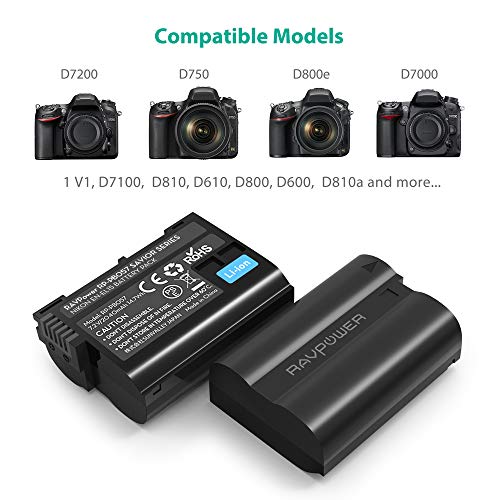 ENEL15 EN EL15a RAVPower Battery Charger Set Compatible with Nikon