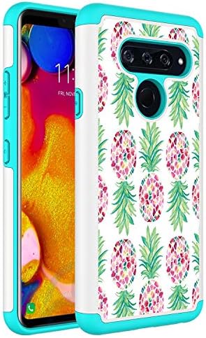 Onyxii for LG V40 ThinQ Case, Onyxii Hybrid Dual Layer Graphic PU Leather Colorful TPU Fashion Protective Cover Armor Case for LG V40 ThinQ (Pineapple)