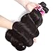 SKYDO Brazilian Virgin Human Hair Body Wave Bundles with Closure (16 18 20 +14) Body Wave Human Hair Bundles with Closure 4×4 Free Part Natural Color