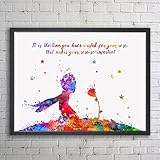 The Little Prince Rose Quotes Art Print Nursery Watercolor Poster Rose Wall Art Gift for Home No Frame Z063