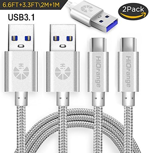 USB Type C Cable,HiOrange USB C Cable 2 Pack(3.3ft+6.6ft) Nylon Braided USB C to USB Charger Cord for Samsung Galaxy Note 8, Galaxy S8, S8+, MacBook, Nintendo Switch, Google Pixel, Sony XZ, LG V20