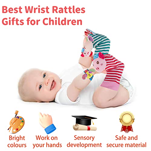 PADONISE Wrist Rattles for Babies 06 Months Rattles Socks for Babies 6