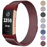 CAVN Metal Bands Compatible for Fitbit Charge 3 / Charge 3 SE Bands Women Men Small Large, Replacement Stainless Steel Accessory Watch Wrist Straps