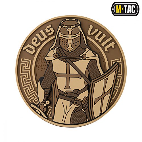 М-Tac Deus Vult Crusader PVC 3D Morale Patch Velcro Military & Tactical Army Hook and Loop (Coyote)