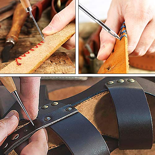 29 Pcs Upholstery Repair Kit, Leather Craft Tools Set Include Wax Thread&Tape Measure&Hand Sewing Needles&Scissors&Mid-Hole Cone&Log Cone&Copper Ring Thimble, Canvas DIY Tool Set for Leather Repair - Thumbnail 6