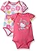 Hello Kitty Baby Girls' 2 Pack Bodysuits with Allover Flower Print, Dark Pink, 3-6 Months