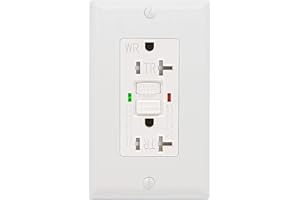POWAWINI GFCI Outlet 20 Amp, UL Listed, Self-Test GFI Receptacles, TamperResistant, Weather Resistant, LED Indicator, with Decor Wall Plates and Screws, Indoor or Outdoor Use, White