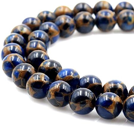 BRCbeads Gorgeous Synthetic Blue Mosaic Quartz Gemstone Round Loose Beads 10mm Approxi 15.5 inch 35pcs 1 Strand per Bag for Jewelry Making