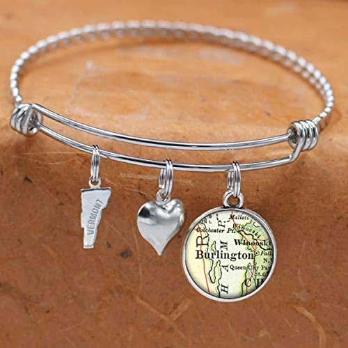 Vermont Map Bracelet Burlington VT USA States