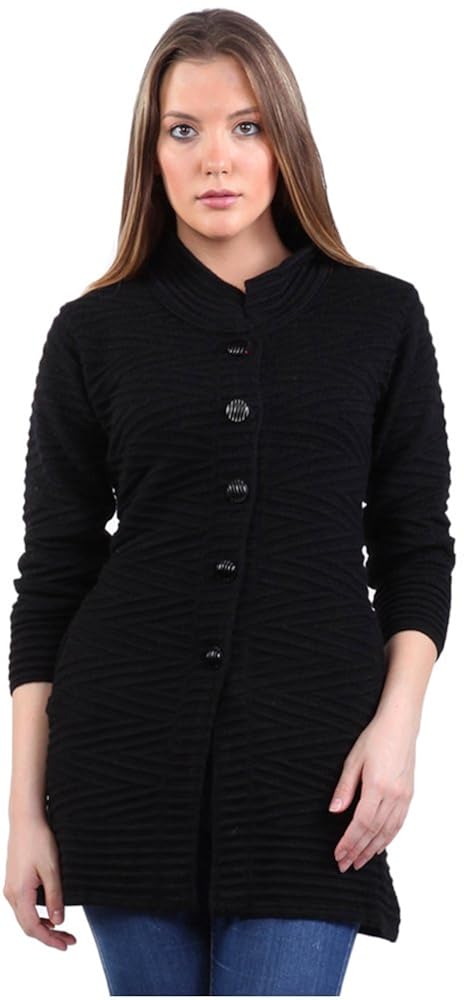 montrex acro wool winter long coat for women, girls (black)