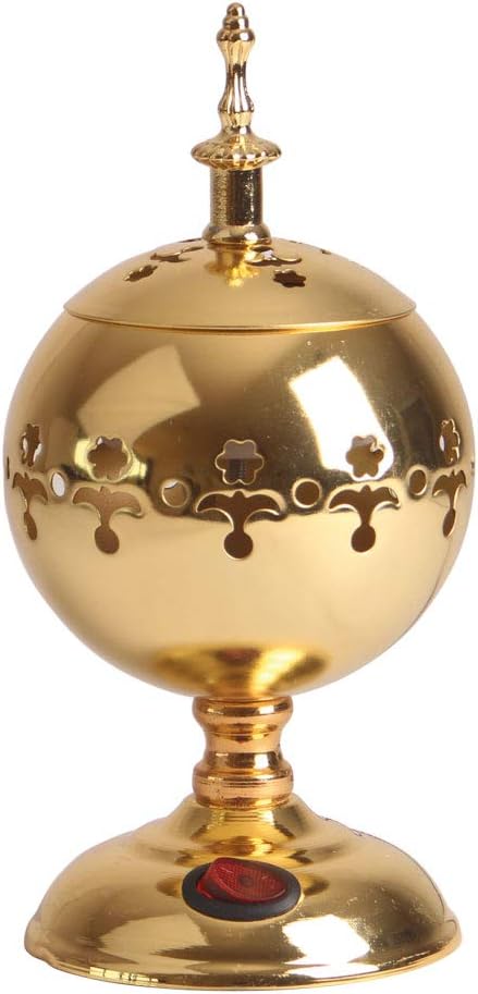 Bitto Electric Incense Burner Medina made of metal electrically heated - No coal necessary, 10x10x20 cm in gold Fragrance Present Home