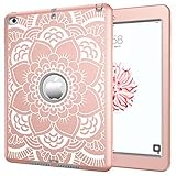iPad Air 2 Case,PIXIU [Shockproof][Drop Protection][Heavy Duty] Rugged Three-Layer Defender best cases for iPad air 2(Rose Golden/Grey)