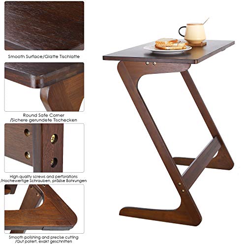 HOMFA ZShaped End Table TV Tray Bamboo Snack Laptop Desk Night Stand