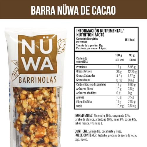 MIX PACK NÜWA KETO: Barritas de Cacao, Coco y Quinoa - Veganas - Snack Saludable - Vitamina E - Sin Azúcar Añadida - 15 pz - Ingredientes Naturales - Sin Conservadores - Sin Gluten