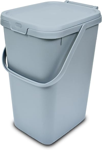 Addis 18 Litre Recycling Bin with Clip Lock Lid and Handle Light Grey