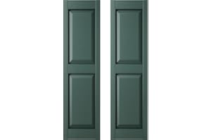 Builders Edge 14.75 in. W x 80 in. H Builders Edge, Standard Two Equal Panels, Raised Panel Shutters, Includes Matching Installation Spikes (Per Pair), 028 - Forest Green