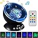 [Newest Design] Remote Control Ocean Wave Projector 12 LED &7 Colors Night Light with Built-in Mini Music Player for Living Room and Bedroom (12 LED Black)