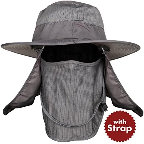 Cap Neck Hat | Multiuse UPF 50+ Fishing Flap Hat Ear and Neck Protection Cap with Removable Sun Shield Mask for Gardening Camping Outdoor Activities | Black | 1431