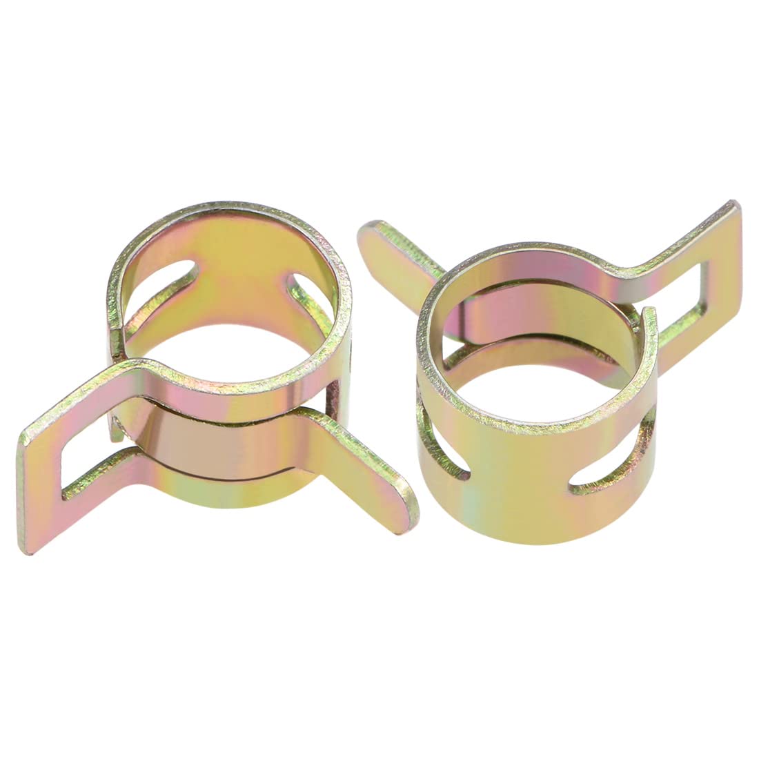 uxcell Spring Band Type Clamp 9mm Inner Dia Fit 9.5-10.2mm OD Hose Fuel Line Silicone Tube Clips Clamp Color-zinc Manganese Steel 20Pcs