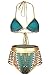 Zando Women Tribal Print Bikini African Metallic Swimsuit Two Piece Beachwear Cutout Halter Neck Bathing Suit Swimwear