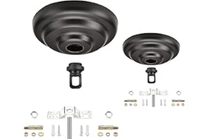 S SANGLE SOPFFY Sangle Soppfy Vingage Canopy Kit and Pendant Light Fixture Chain for Chandelier or Swag Light Fixtures,Maximum Weight of 60 Pounds, 6 feet,Heavy Duty,5 Inches Diameter (Black - 2 Set)