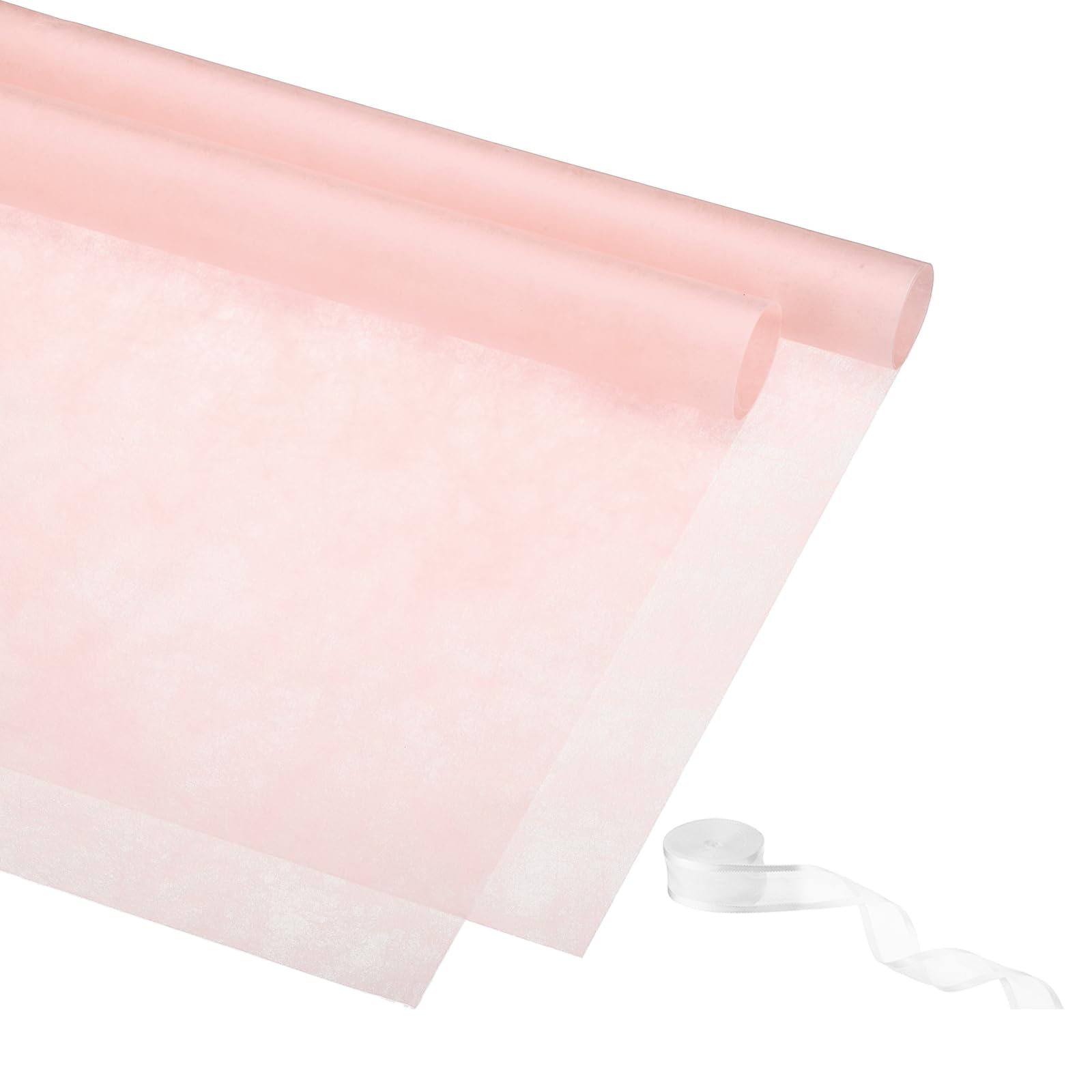 PATIKIL 22.8"x22.8" Flower Wrapping Paper, 20 Sheets Non-Woven Waterproof Florist Floral Bouquet Wrap Paper Korean Style with 1 Roll Ribbon for DIY Crafts Gift Packing, Light Pink