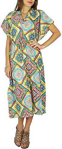 Ivan Johns Floral Cotton Caftan Dress Maxi Nightwear Kaftan Multicolor24 Plus