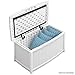Suncast Elements 30-Gallon End Table with Storage - Lightweight Resin Outdoor Storage Patio and Coffee Table for Cushions, Gardening Tools and Toys - Store Items on Patio - White, Made in the USA