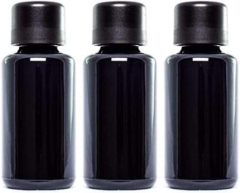 ultravioLeaf 30 ml (1 fl oz) Black Ultraviolet Glass Essential Oil Bottle w/ Euro Dropper Cap 3-Pack