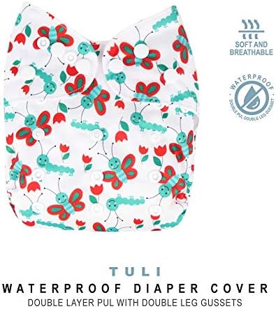 Baby Tooshy Cloth Diaper Covers with Double Gussets. Waterproof, Adjustable & Reusable. One Size for Prefolds/Flats/ Inserts. Tuli