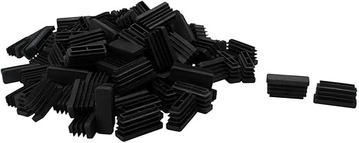 Uxcell 12pcs Plastic Rectangle 13 X 38mm Ribbed Tube Inserts Pipe Tubing End Cover Caps Furniture Glide Chair Desk Feet Floor Protector