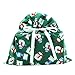 Snowmen on Green Reusable Fabric Gift Bag for Christmas (Medium 17 Inches Wide by 18.5 Inches High)