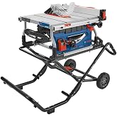 BOSCH GTS15-10 10 Inch Portable Jobsite Table Saw with Rise Wheeled Stand | 15 Amp, 32-1/8 Inch Rip Capacity, 4 HP portable table saws with rack and pinion fence, power saws with Smart Guard System