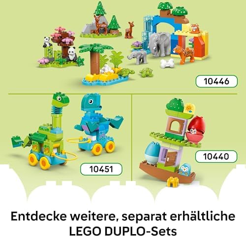 DUPLO Town Tiere auf Rädern 3-in-1-Set - Montessori Spielzeug zum Bauen von Ente, Fisch oder Hund mit Rädern und Ziehgriff - Geschenk für Mädchen und Jungen ab 2 Jahren - 10448