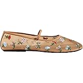MICIFA Mesh Ballet Flats for Women Embroidered Floral Mary Jane Flats Comfortable Casual Daily Dress Ballerina Shoes