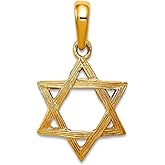 JewelryWeb 14k Yellow Gold Solid Polished Religious Judaica Star of David Pendant Necklace 15x14mm Pendant for Women