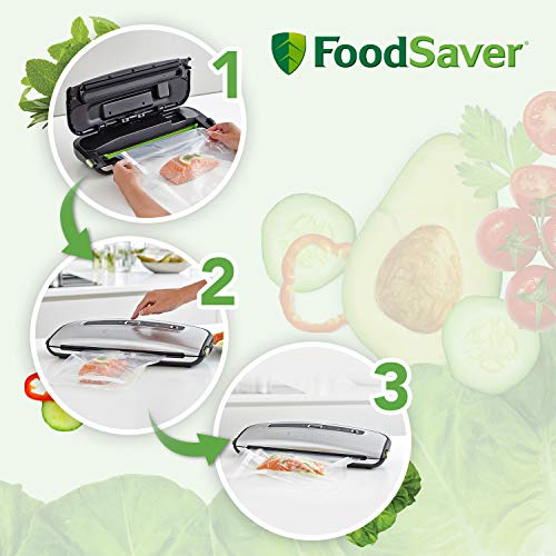 Foodsaver FFS015X-01 Vakuumiergerät, Stainless Steel + FSR2802-I Vakuum-Rollen 2 Stück 28x550 cm / Folienrollen für… – Bild 5