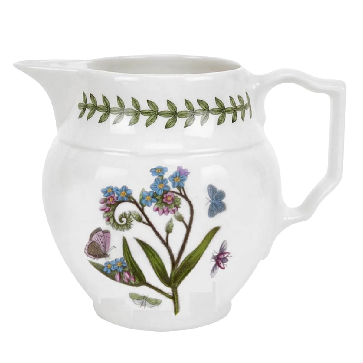 Portmeirion x Botanic Garden Water Jug - White Earthenware with Floral and Butterfly Design, Microwave and Dishwasher Safe
