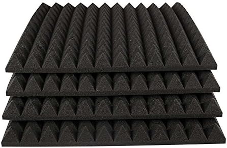 Nankarrow Neomax™ Pyramid 4 Pcs 2' X 2' Soundproofing Absorption Acoustic Foam – Charcoal