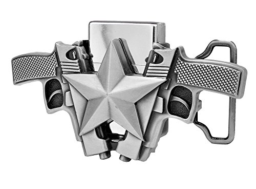 Double pistol design removable lighter belt buckle