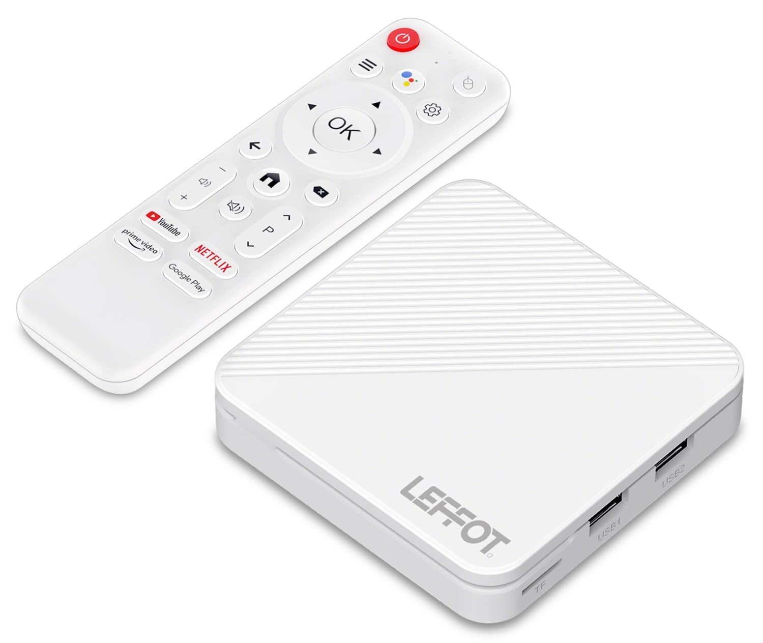 Photo 1 of Android 14.0 TV Box 2025, LEFFOT H313 4K Ultra HD Streaming Device for TV, 2GB RAM + 8GB ROM, Smart TV Box with Google Assistant Voice Remote, HDR 10, 2.4G & 5G WiFi 6, Allwinner Quad-Core A53