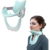 360°Adjustable Neck Brace for Neck Pain and Support, Cervical Neck Traction Device for Home Use, Neck Stretcher Neck Decompression Devices for Forward Head Posture Correction, Green