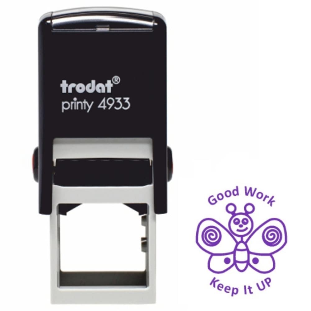 Trodat Printy 4933 Teacher Stamp "Good Work – Keep It Up" – Self Inking, Purple Ink 61689,Black,23mm x 23 mm