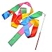 Yolito 4 Pieces Dance Ribbon Wands Rainbow Gymnastics Dancing Streamers Paint Handle Kids Art Dances, Baton Twirling