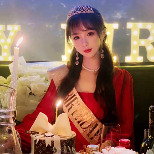 Birthday Girl Sash Crowns Gifts for Women Tiaras Headbands Belt Sweet Girls Princess Hair Band Rhinestone Hair Hoop Tiara (rhinestone)