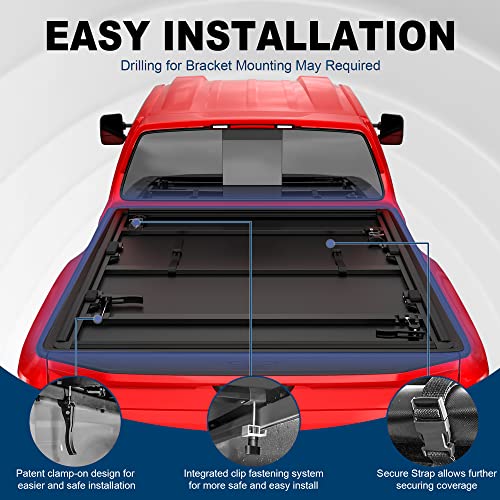 MOSTPLUS Tri Fold Soft Folding Truck Bed Tonneau Cover Compatible with 20052023 Nissan Frontier